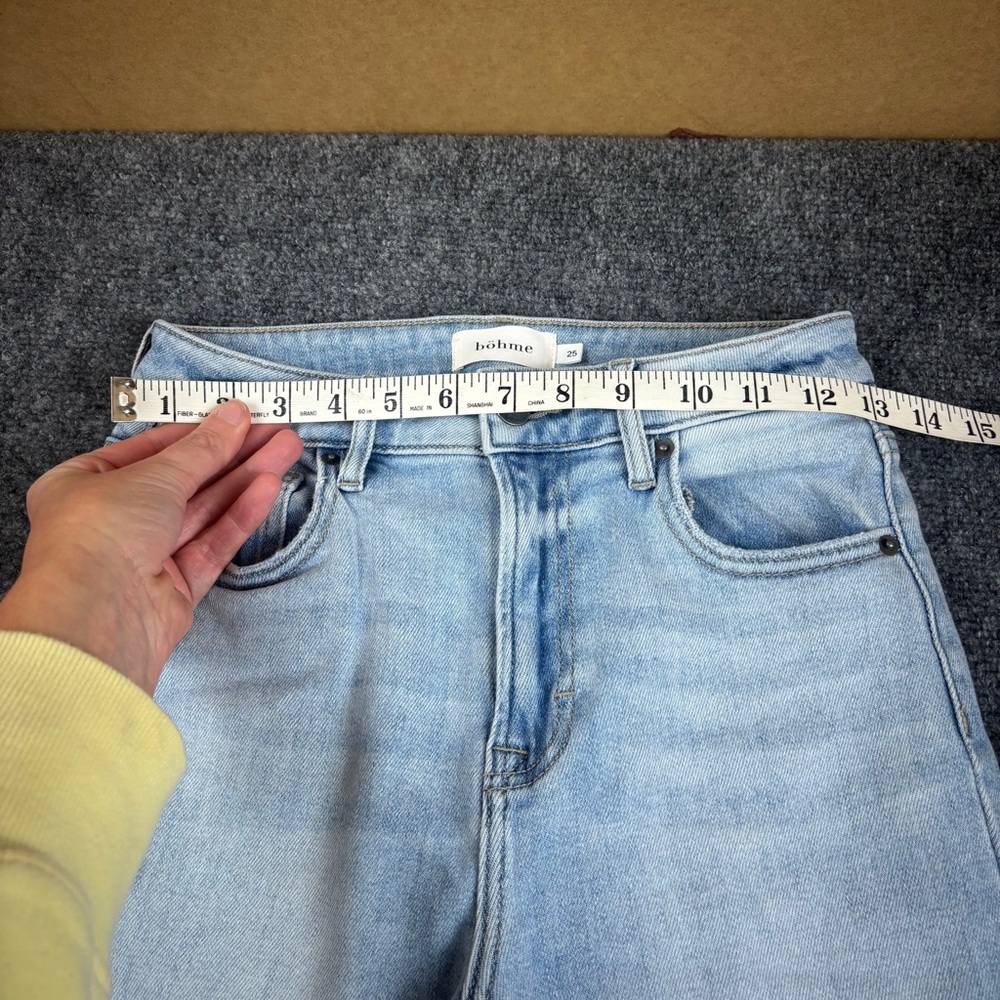 Böhme Women’s Light Wash Denim Bootcut Jeans Split Hem Raw hem size: 25 - Picture 7 of 12